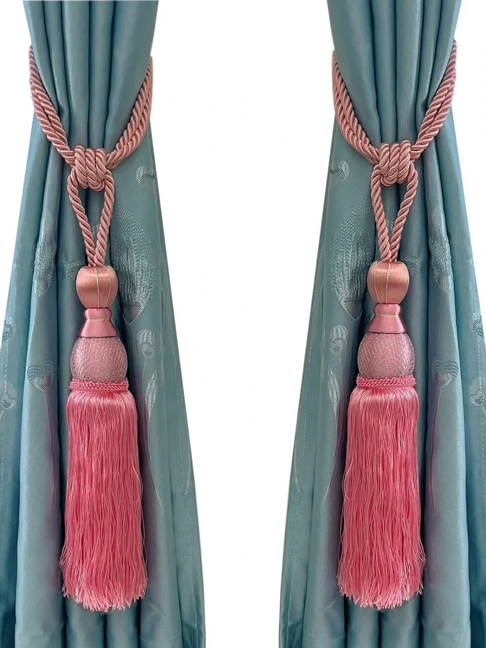 Pack of 2 Decorative Pink Curtain Tassel Tiebacks - Elegant Home Accent